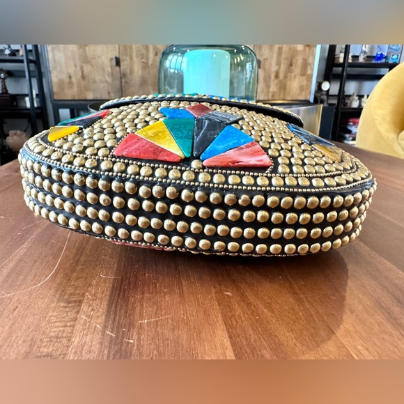 Artisan Nepal Studded Mosaic Colorful Hard Case Bag - Picture 7 of 8